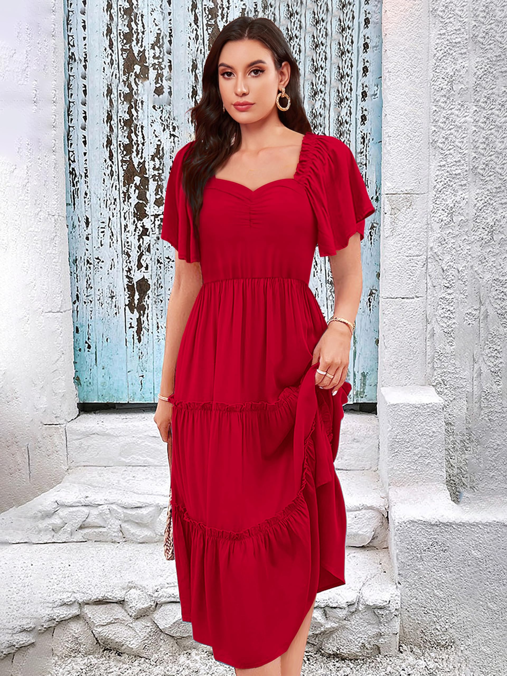 Toochki Dress For Women | Dresses For Women | Fit & Flare Dress | Red Dress For Women | Anarkali Dress For Women | Rayon Dresses | One Piece Dress For Women