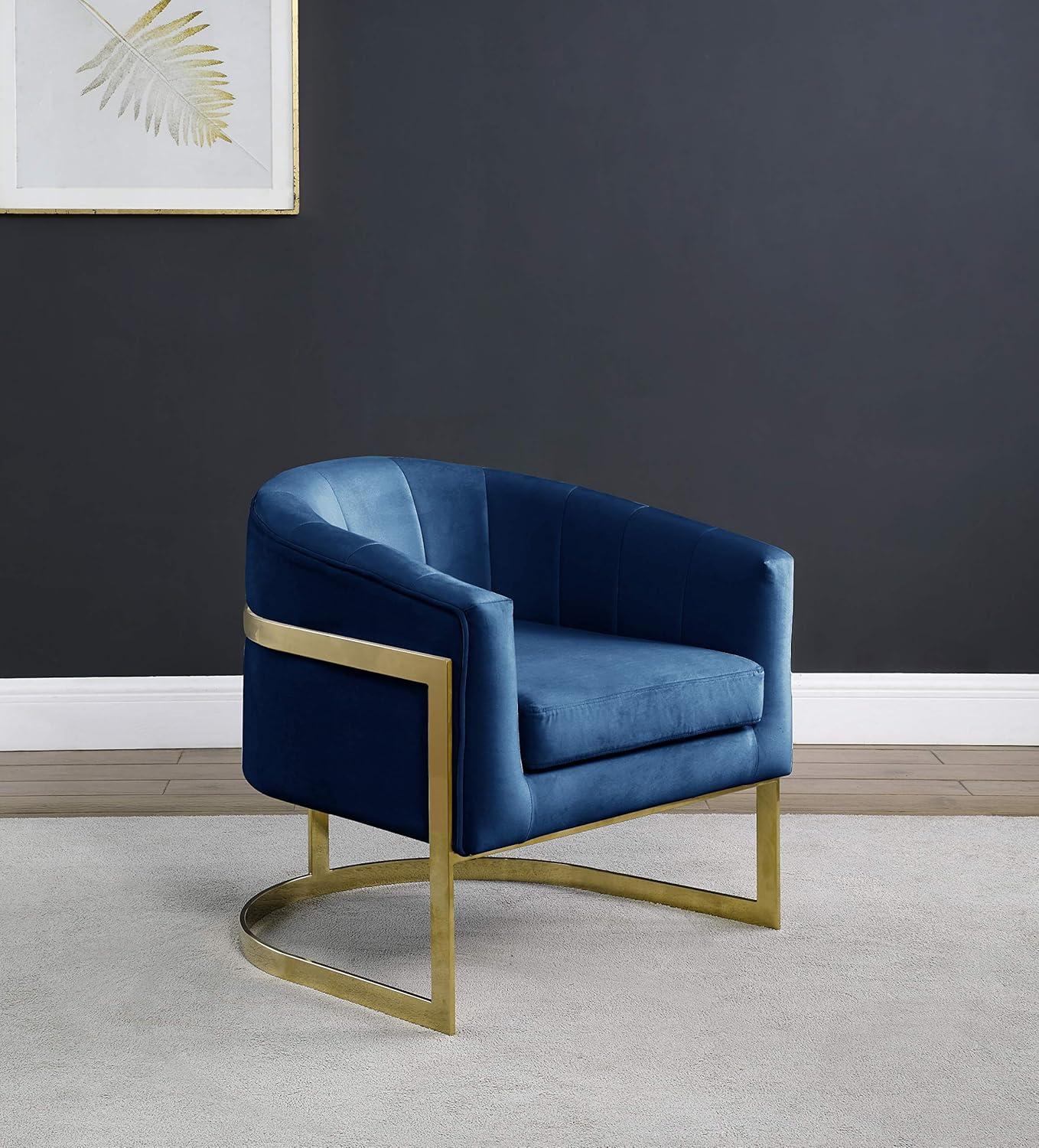 Best Master Furniture Holley Tufted Modern Glam Velvet Accent Chair, Navy Blue