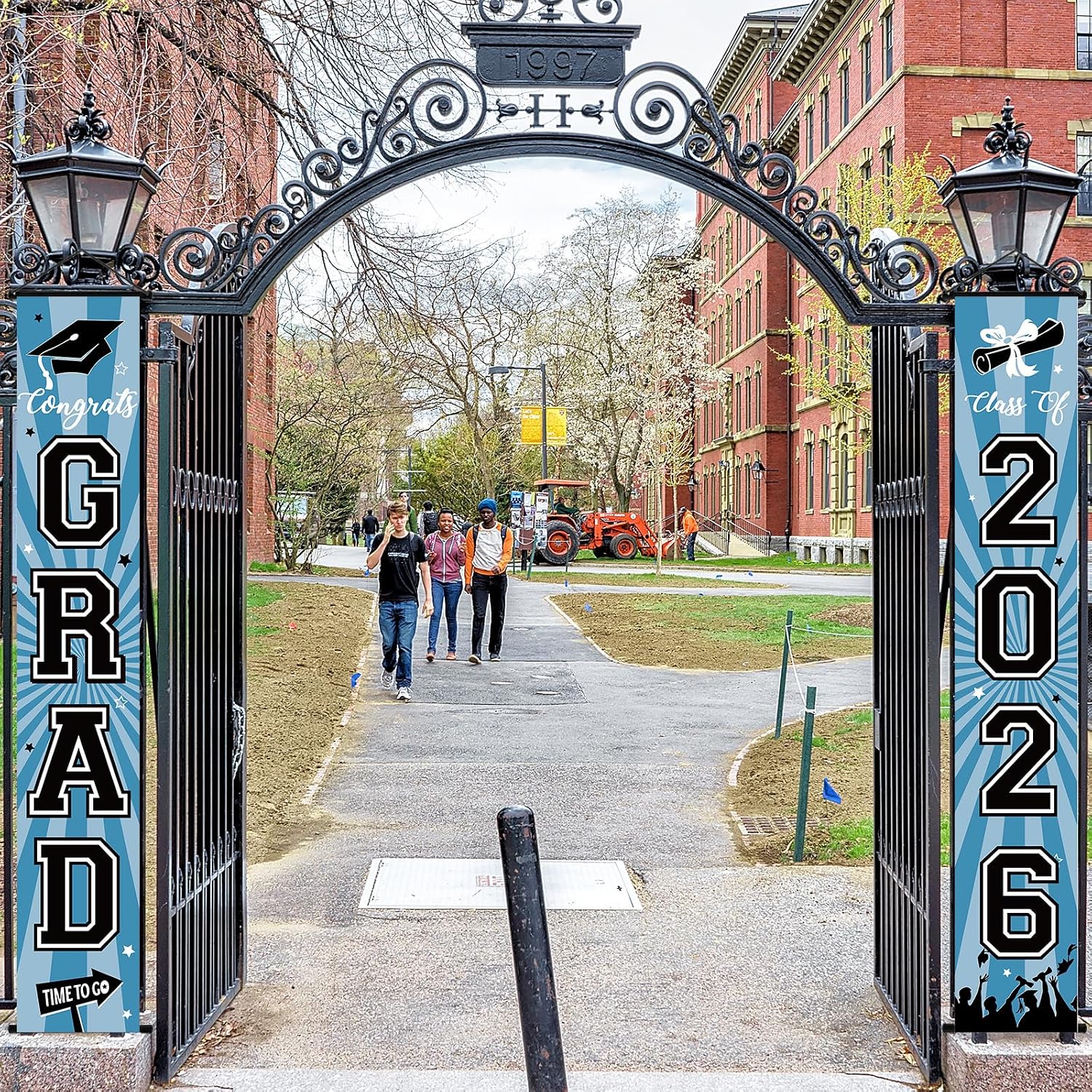 Graduation Banner 2026 Graduation Decorations Light Blue Grad Banner Porch Sign Class of 2026 Door Decor Congrats Hanging Backdrop Light Blue Grad Party Decor for School Congratulations Supplies