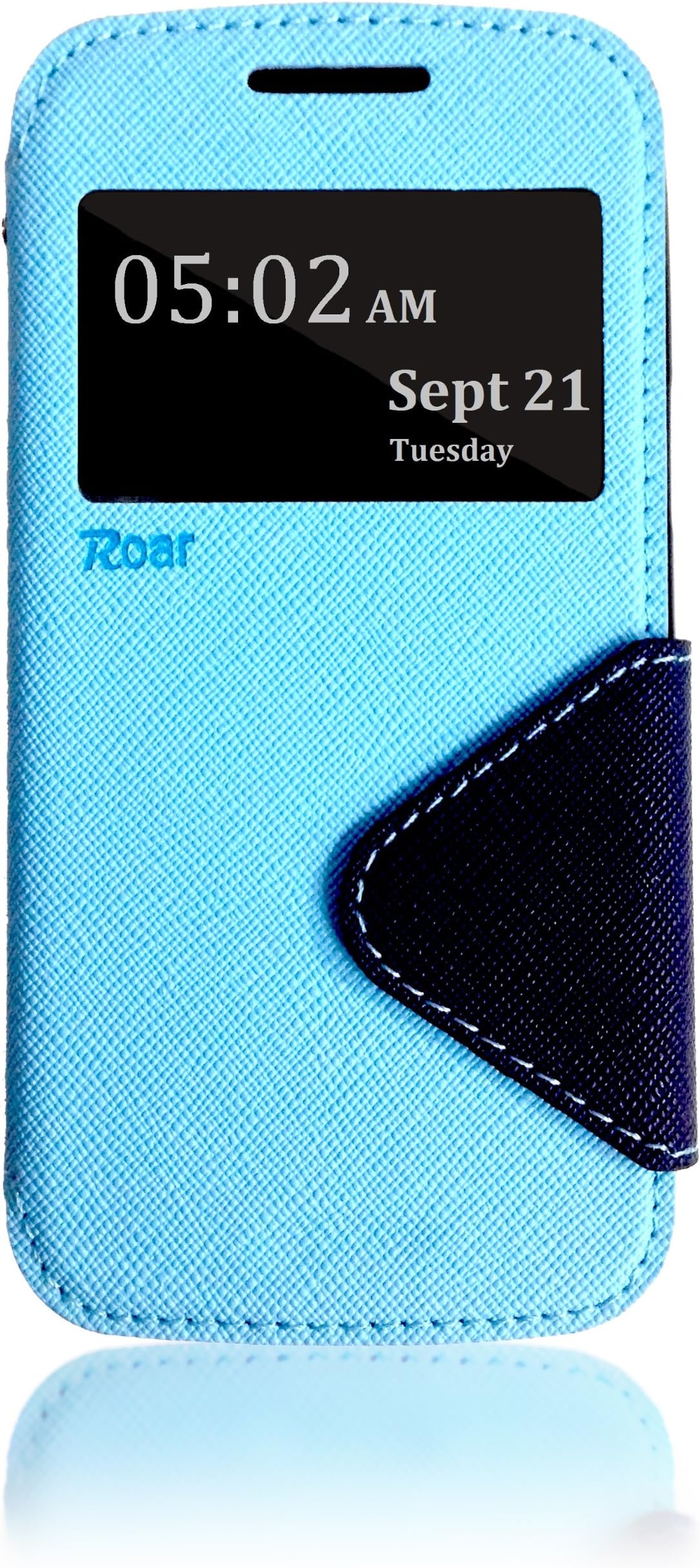 Roar- Super Slim PU Leather/ Diary Wallet View Case for Samsung Galaxy Express 2 G3815, Light Blue/Navy