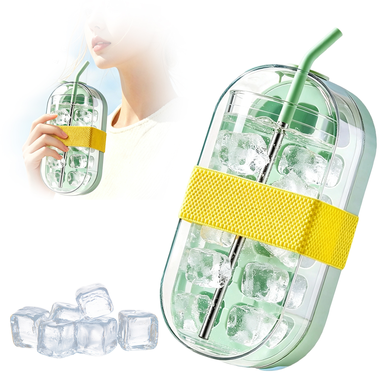 Botella 2 en 1 con molde para cubitos de hielo miniatura 7