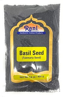 Rani Tukmaria (Holy Basil Seeds) 14oz (400g) Used for Falooda / Sabja Dessert, Spice & Ayurveda Herbal ~ All Natural | Gluten Friendly | Non-GMO | Vegan | Indian Origin