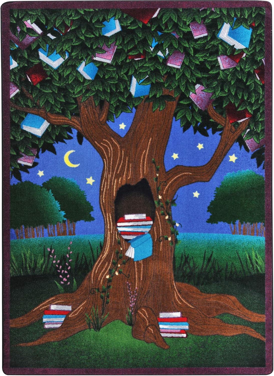Joy Carpets Reading Tree Childrens Rugs, C, Multicolor