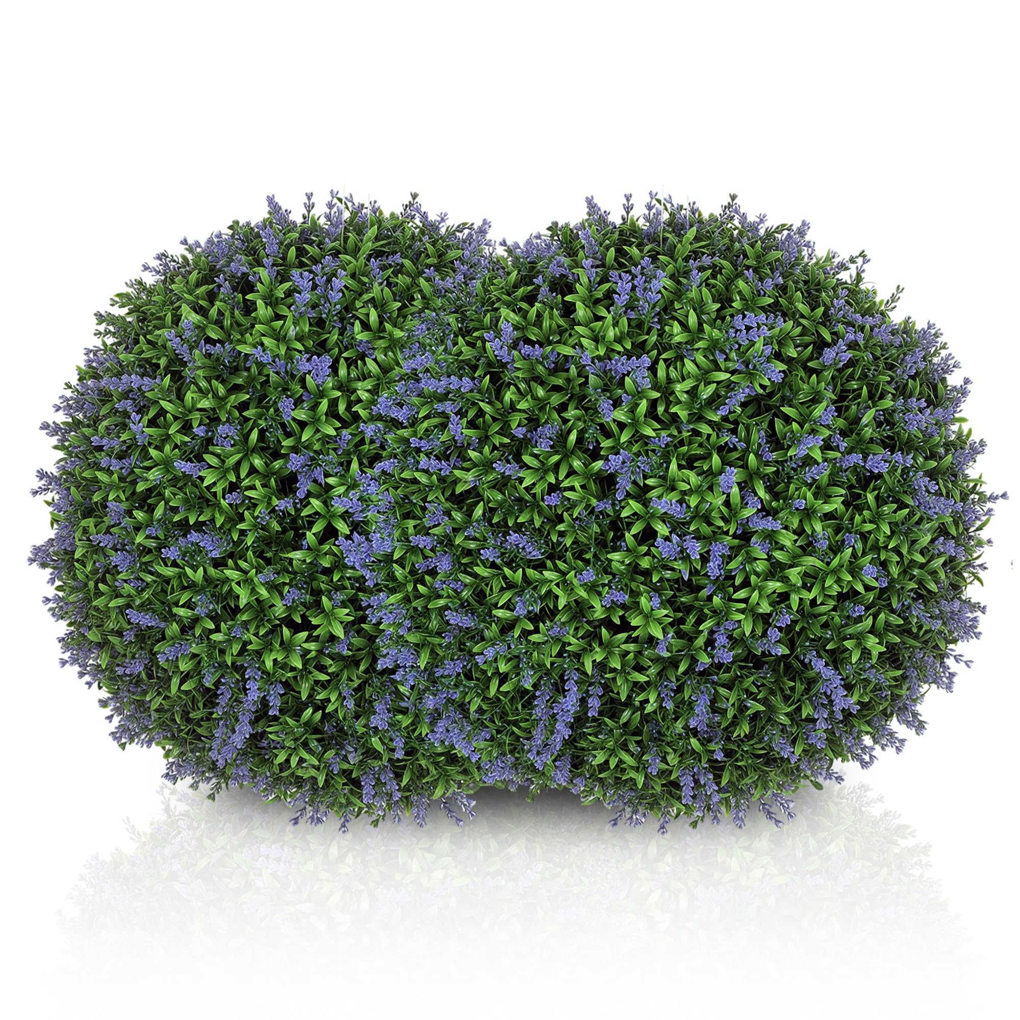 HOMCOM Set di 2 Piante Artificiali a Sfera con Fiori di Lavanda, Piante Finte Anti-UV per Casa e Giardino, Ø42 cm, Verde e Viola