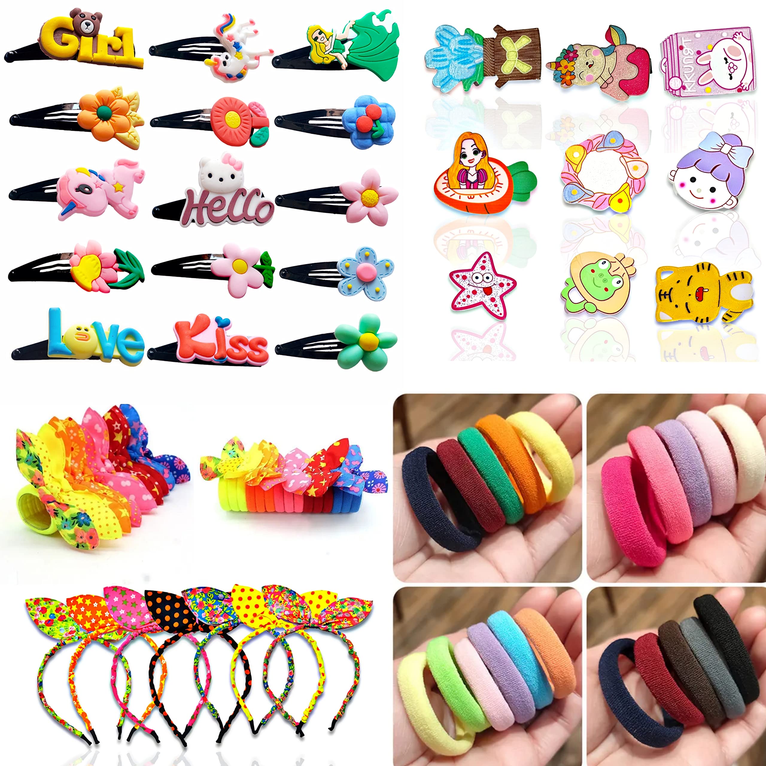 BELLO TOKO Pack of 44 kids collection combo of head hair rubber band clip claw tic tac for girls, 36 pcs medium hair rubber bands, 4 pcs rabbit ear rubber bands, 1 pc rabbit ear head band, 1 pc multi design hair clip, 2 pcs tic tac pins (B0BYPSQKKH) Amazon Price History, Amazon Price Tracker
