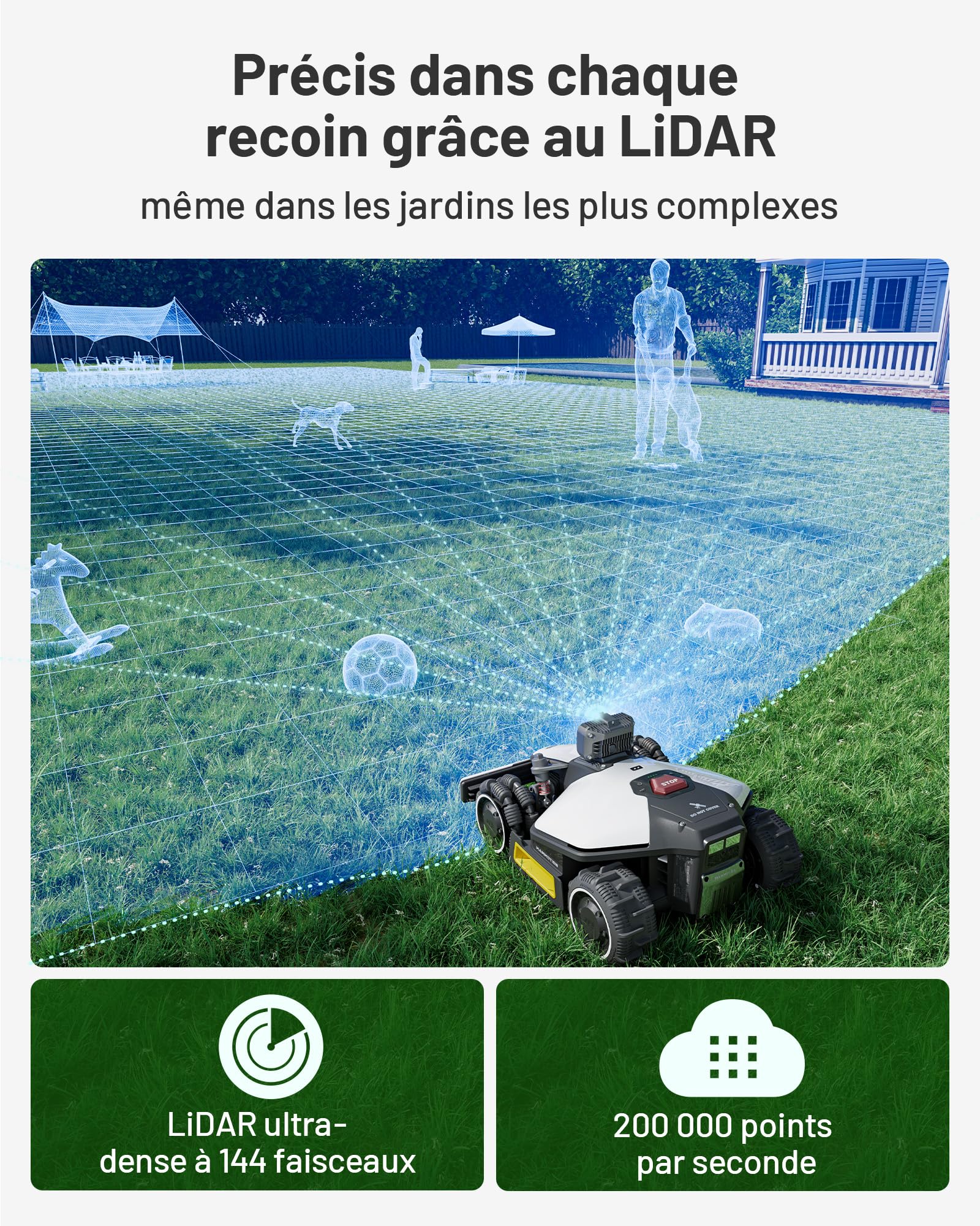 MAMMOTION LUBA Mini AWD LiDAR – Robot Tondeuse sans Fil Périphérique — vue 2