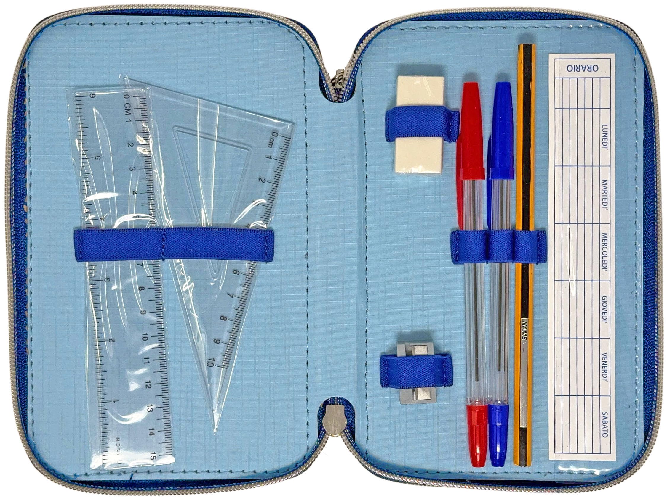 Clondo Trousse 3D à 3 Compartiments pour Enfants, pour Spiderman Fans B, Triplement Garnie, 44 Accessoires pour l'École Primaire, 3 Fermetures Éclair, 20 cm, Crayons