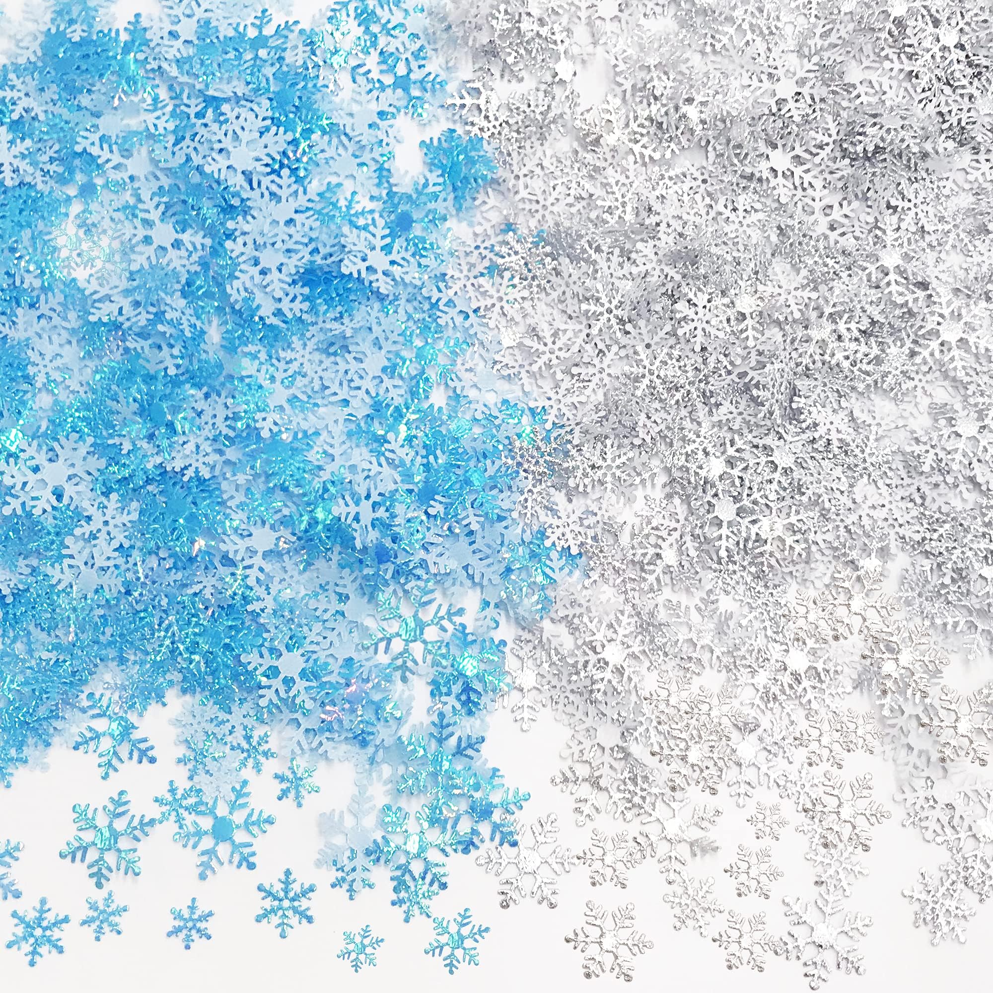1600 pcs Snowflakes Confetti for Christmas Wonderland Winter Frozen Party Blue Color with Iridescent Finish