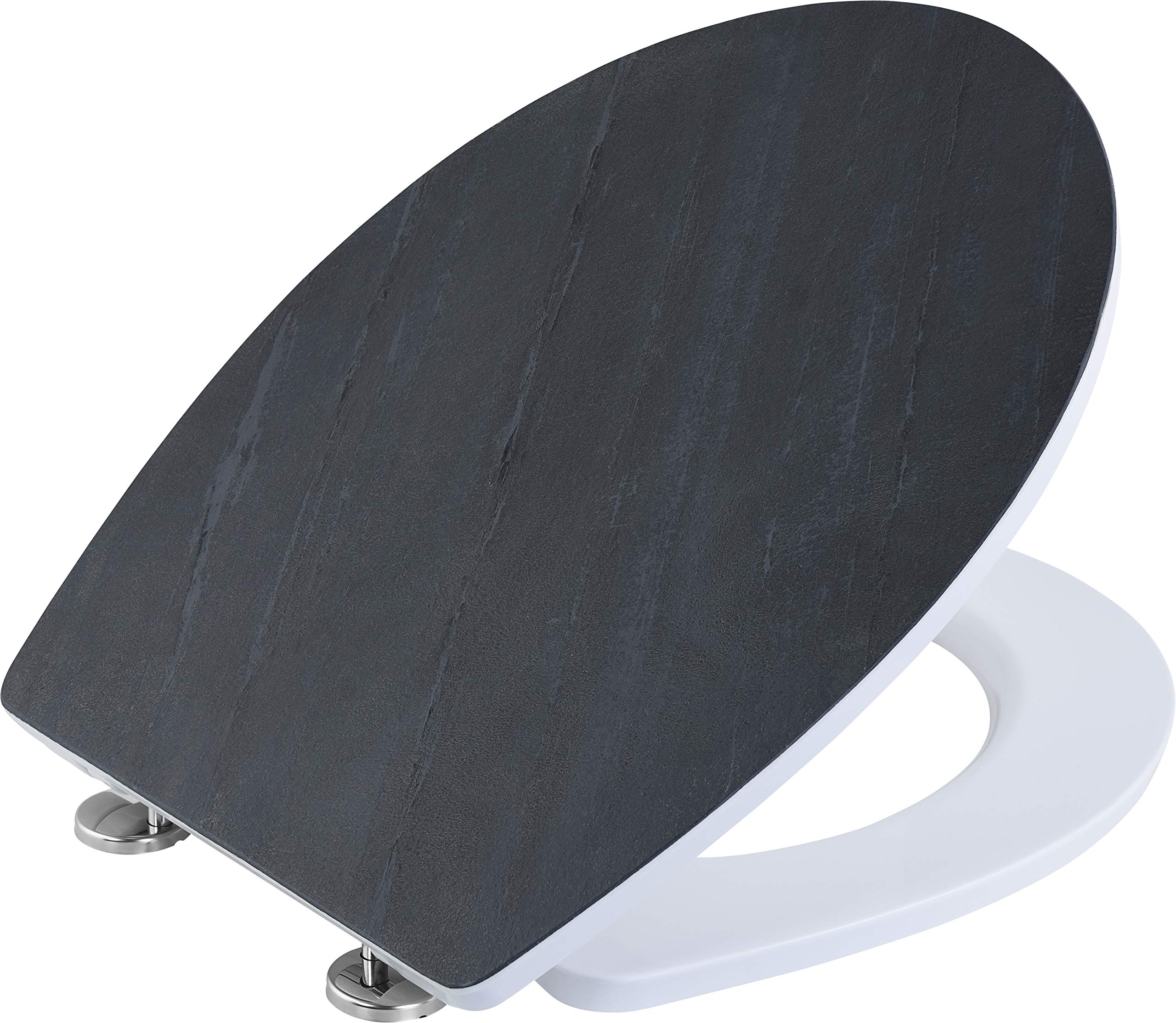 Cornat Deska sedesowa "Noir" – elegancka płyta z kamienia naturalnego – łatwy w pielęgnacji duroplast – funkcja Quick up & Clean – wolnoopadająca – wygodny montaż od góry/deska sedesowa/deska