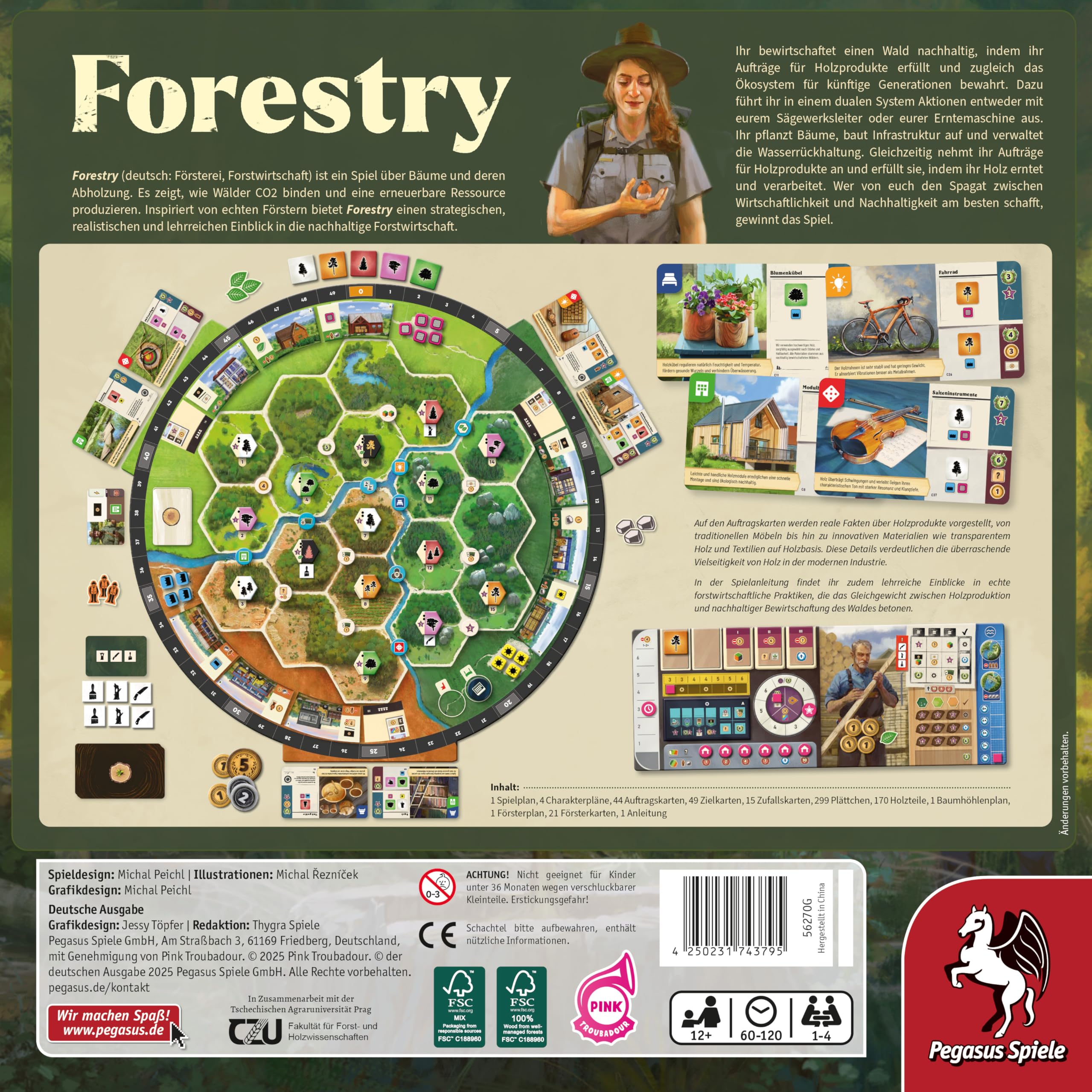 Pegasus Spiele 56270G - Forestry Brettspiel für Experten