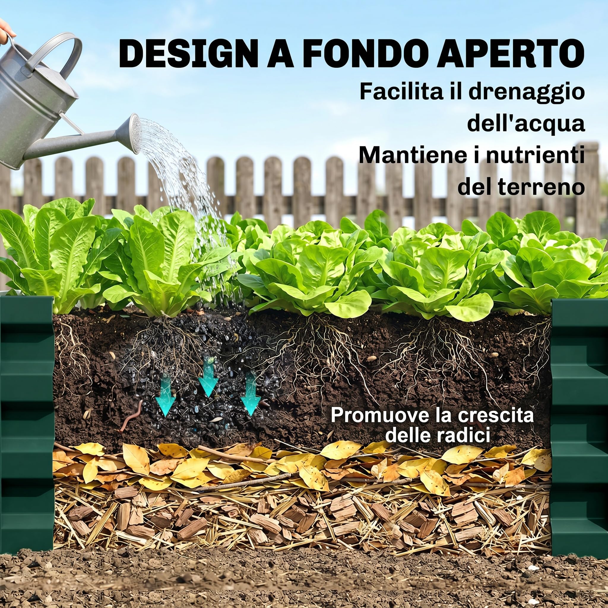Outsunny Letto per Orto Rialzato da Esterno 182L, Fioriera da Balcone in Acciaio Galvanizzato con Fondo Aperto, per Piante, Fiori e Verdure, 120x60x30.5cm, Verde