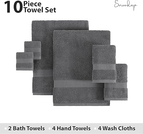 Miniatura 4 de SNOWDROP Paquete de 4 toallas de baño de gran tamaño de 35 x 66 pulgadas, ideal para uso diario, ultra suave y altamente absorbente, lavable a