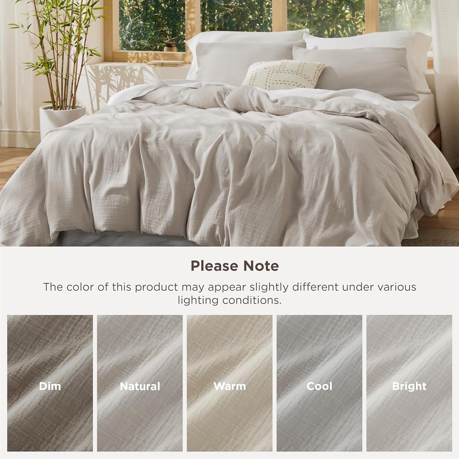 Bedsure Muslin Duvet Cover Oversized King - Cotton Blend Rayon Derived from Bamboo, Cooling Duvet Covet for Hot Sleepers - Ultra-Soft & Breathable Bedding Set for All Seasons(Linen, 120"x98") - Image 7