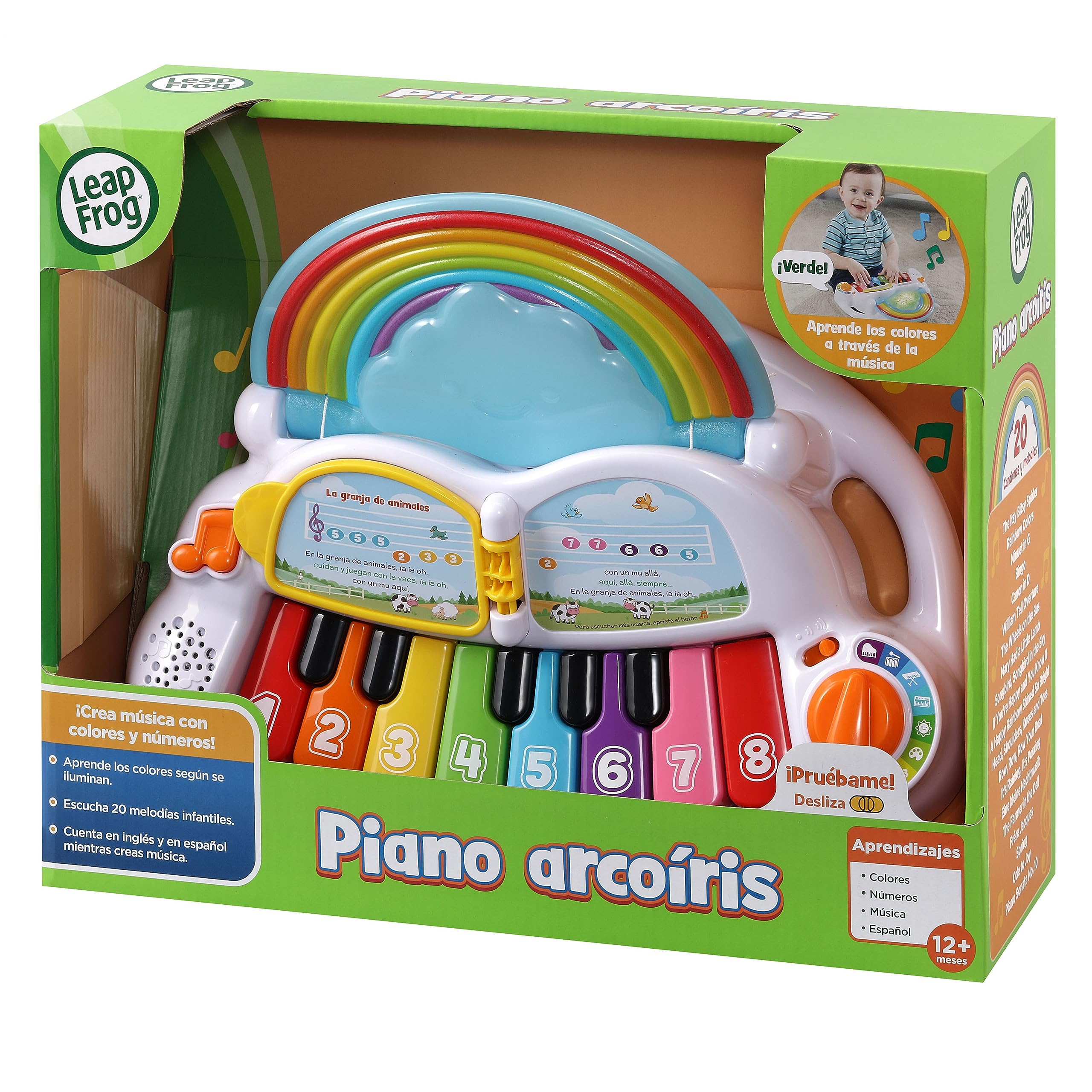 Leapfrog VTech - Piano arcoíris, Juguete Interactivo para niños +1 año, Descubre la música, Aprende Vocabulario en inglés, Versión ESP