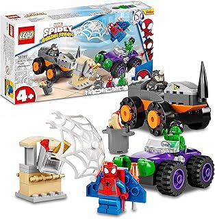Lego 10782 Marvel Hulk vs. Rhino Monster Truck Showdown, Toy for Kids, Boys & Girls Age 4 Plus with Spider-Man Minifigure, Spidey and His Amazing Friends Series