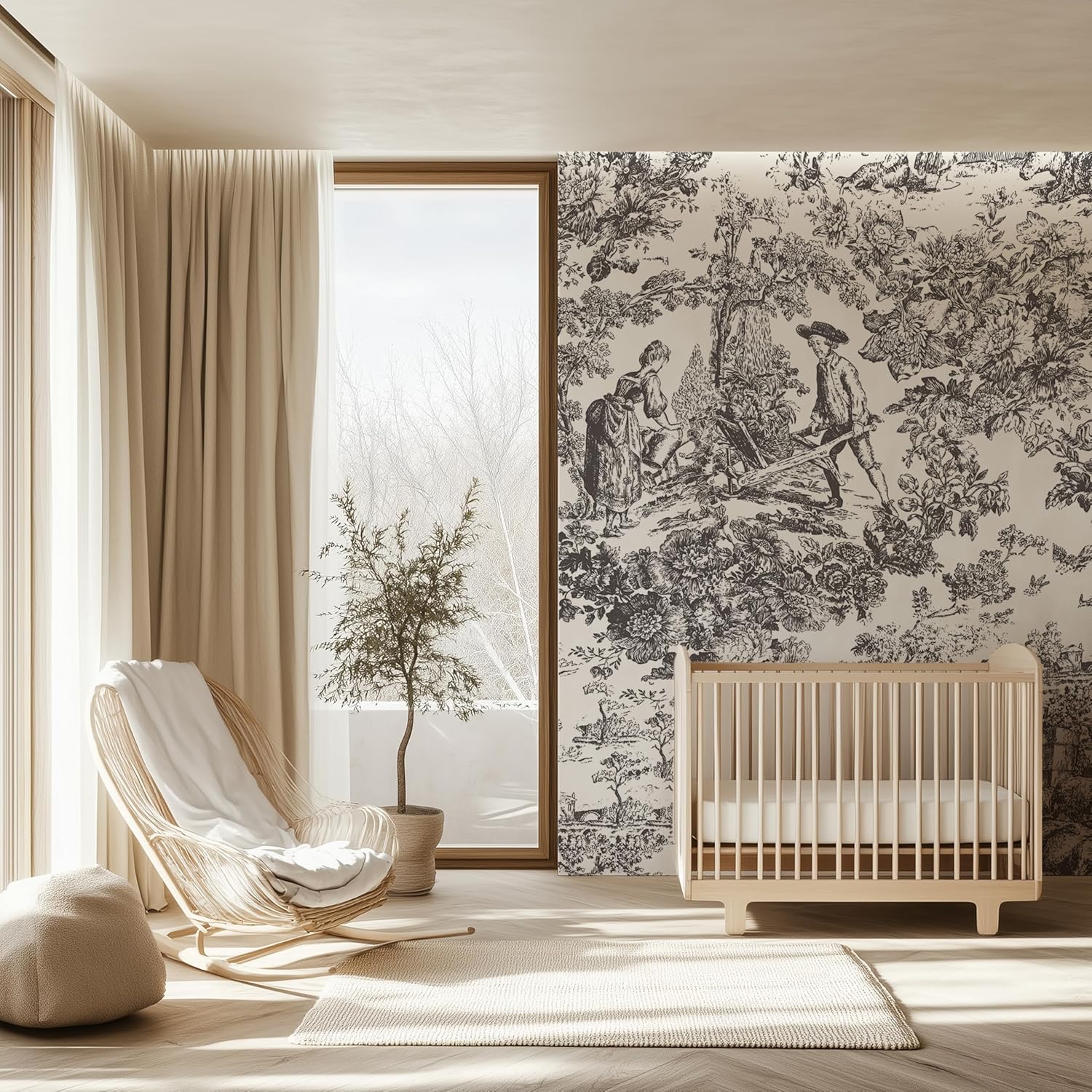 Peel and Stick Self Adhesive Canvas Wall Mural Bohemian Floral Leaf Wallpaper Removable Nature Wall Mural for Living Room Bedroom Office Home Decor Accent Wall (C, 137''X98'')