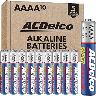 ACDelco 10-Count AAAA Batteries, Maximum Power Super Alkaline Battery, Use for Glucose Meters and Blood Monitors, 5-Year Shelf Life