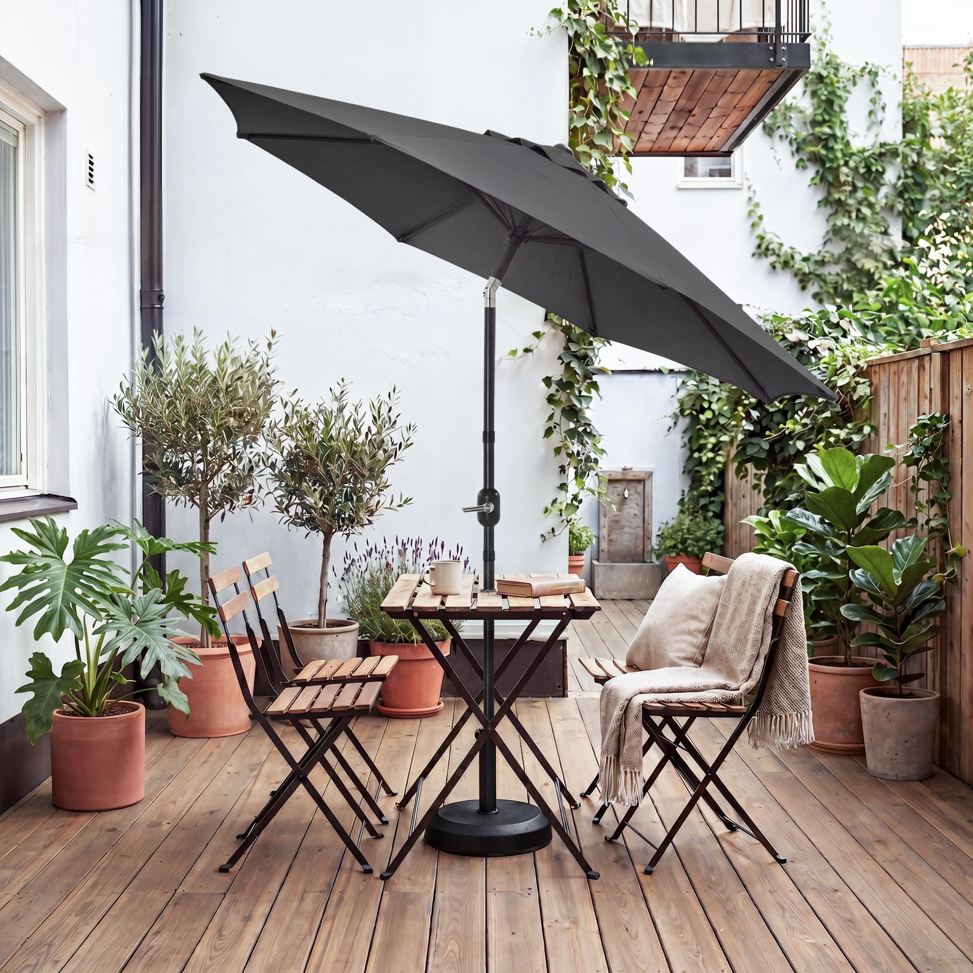 LUE BONA Parasol de Jardin 300cm-Parasol Inclinable avec 8 Baleines Cadre en Métal Protection Solaire,Protection UV 50+ pour Jardin Terrasse Patio Piscine Plage Balcon
