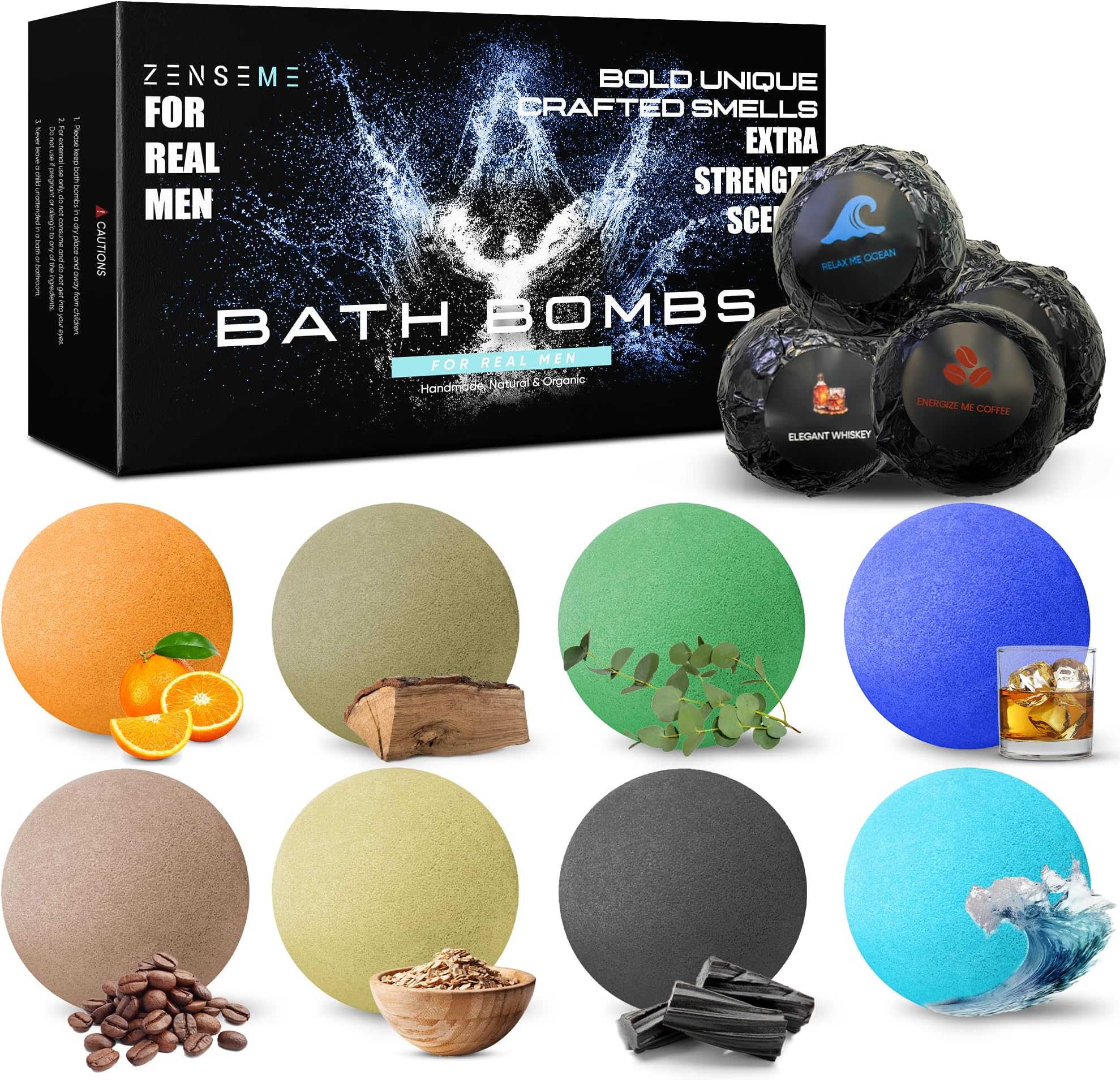 Amazon.com : Bath Bombs for Men - Gift Set of 8 Scented Organic ...