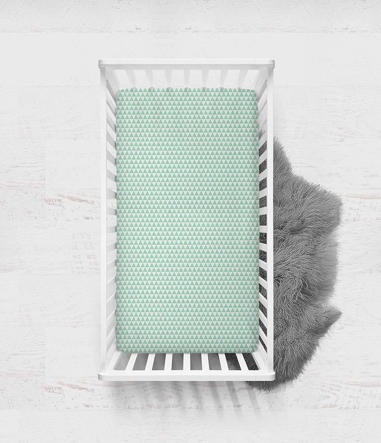 Bacati Aztec/Tribal Crib/Toddler Bed Fitted Sheets Cotton Muslin 2 Piece, Mint