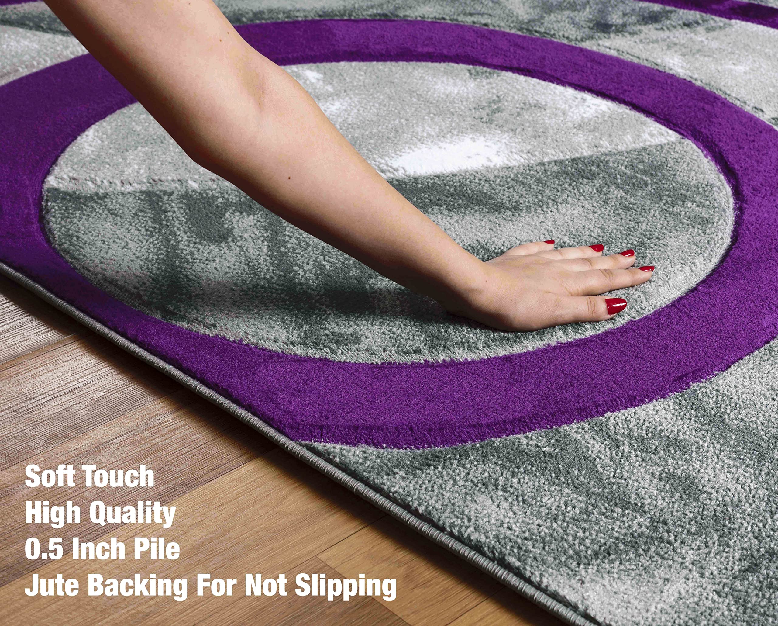 Amazon.com: GLORY RUGS Area Rug Modern 4x6 Purple Circles Geometry