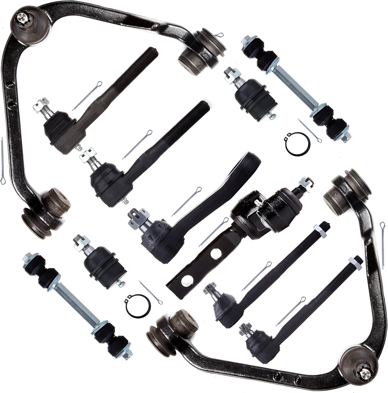 SCITOO 12pcs Suspension Kit 2 Upper Control Arms 2 Lower Ball Joints 2 Outer 2 Inner Tie Rod End 2 Front Sway Bar Link 1 Pitman Arm 1 Idler Arm fit 1997-2003 for Ford F150 1997-2002 Expedition