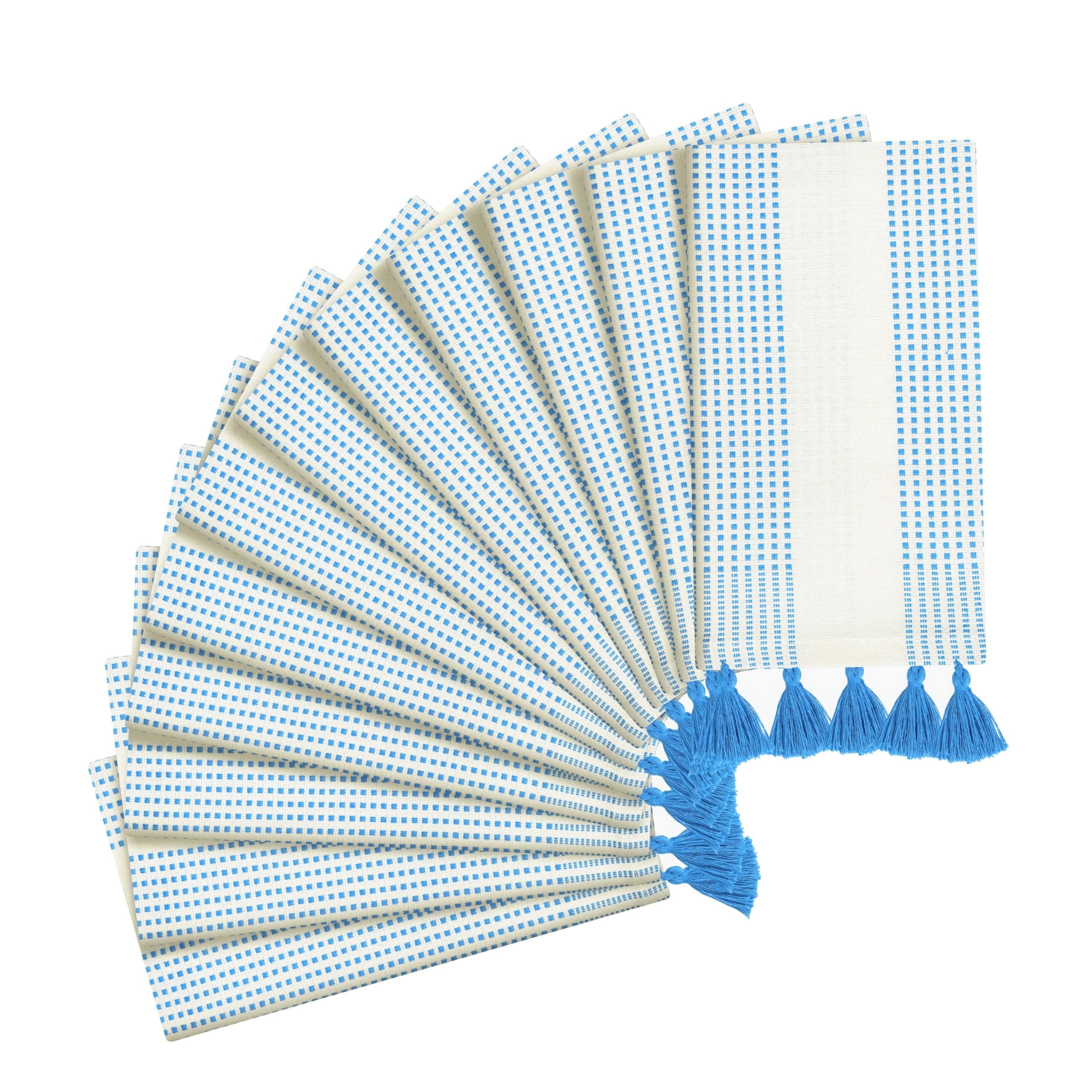 Strofinacci da cucina decorativi a pois blu turchese, 40 x 66 cm, confezione da 12, 100% cotone, morbidi e assorbenti, con nappe, ad asciugatura rapida, per pulire, asciugare i piatti