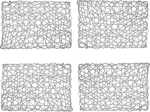 Juego de 4 manteles individuales decorativos decorativos de 12 x 18 pulgadas de lámina metálica brillante, juego de 4 (plateado)