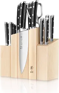 Cangshan TS Series Swedish 14C28N Steel Forged Knife Block Set, Maple