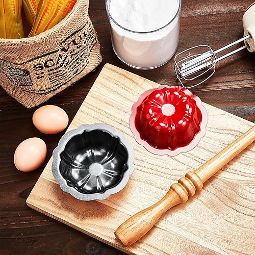 Miniatura 4 de Ctosree 16 piezas de 4 pulgadas estriado mini molde para pasteles antiadherente estriado molde para pasteles tubo de acero al carbono, tubo de