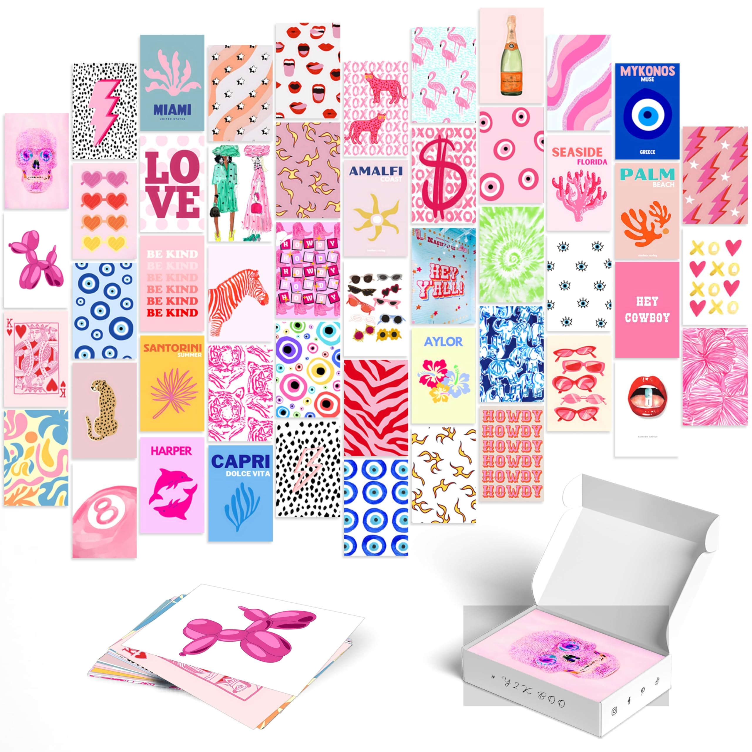 Y2K BOO Preppy Wall Collage Kit - 50 Trendy Preppy Aesthetic Photos for Dreamy Spaces, Perfect Preppy Room Decor, Teens' Preppy Photo Collage Kit 4x6, Stylish Dorm Wall Art