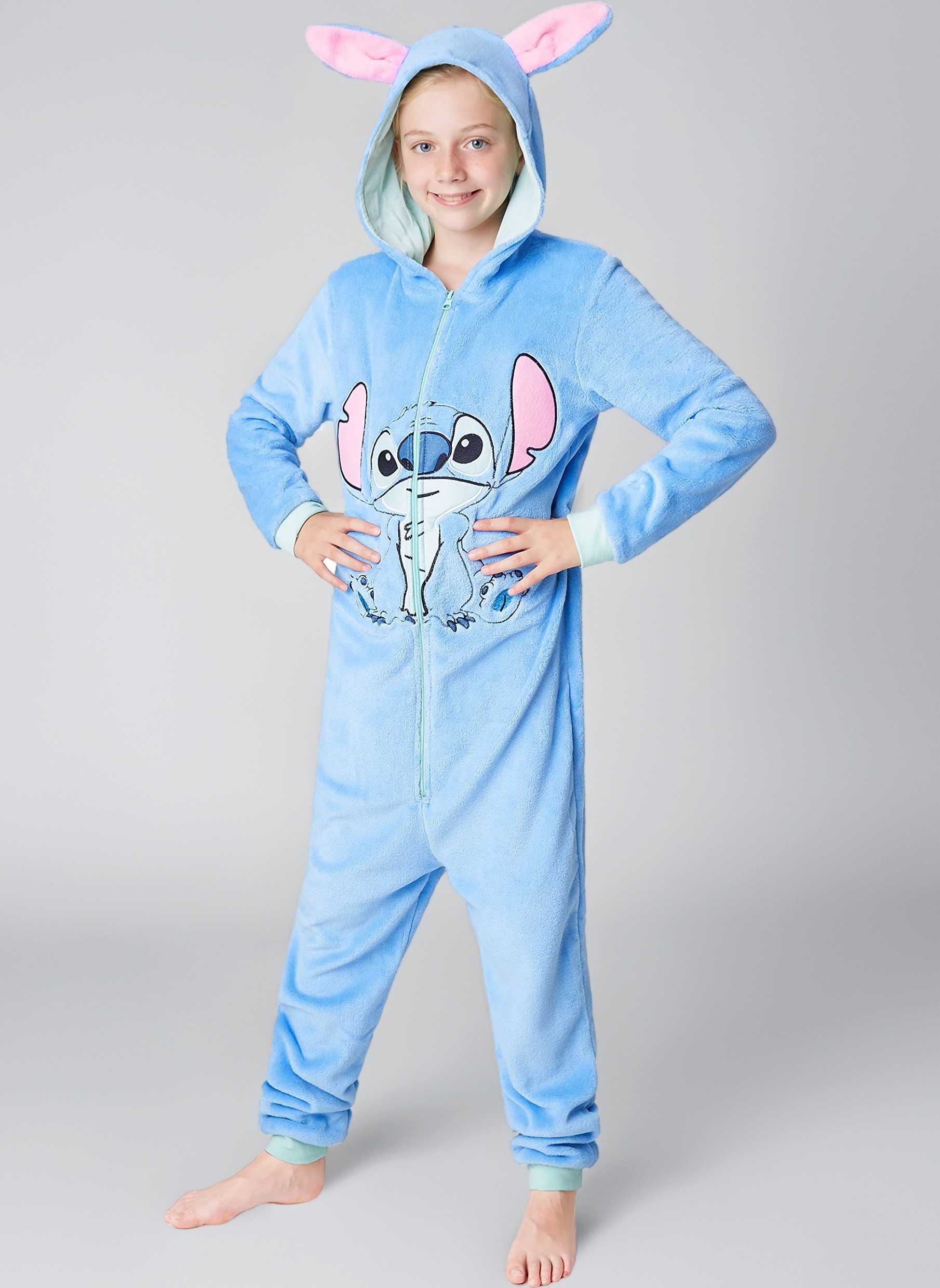 Disney Stitch Onesie for Kids Fleece Pyjamas Lounge Wear Eeyore Minnie Mouse Stitch Gifts