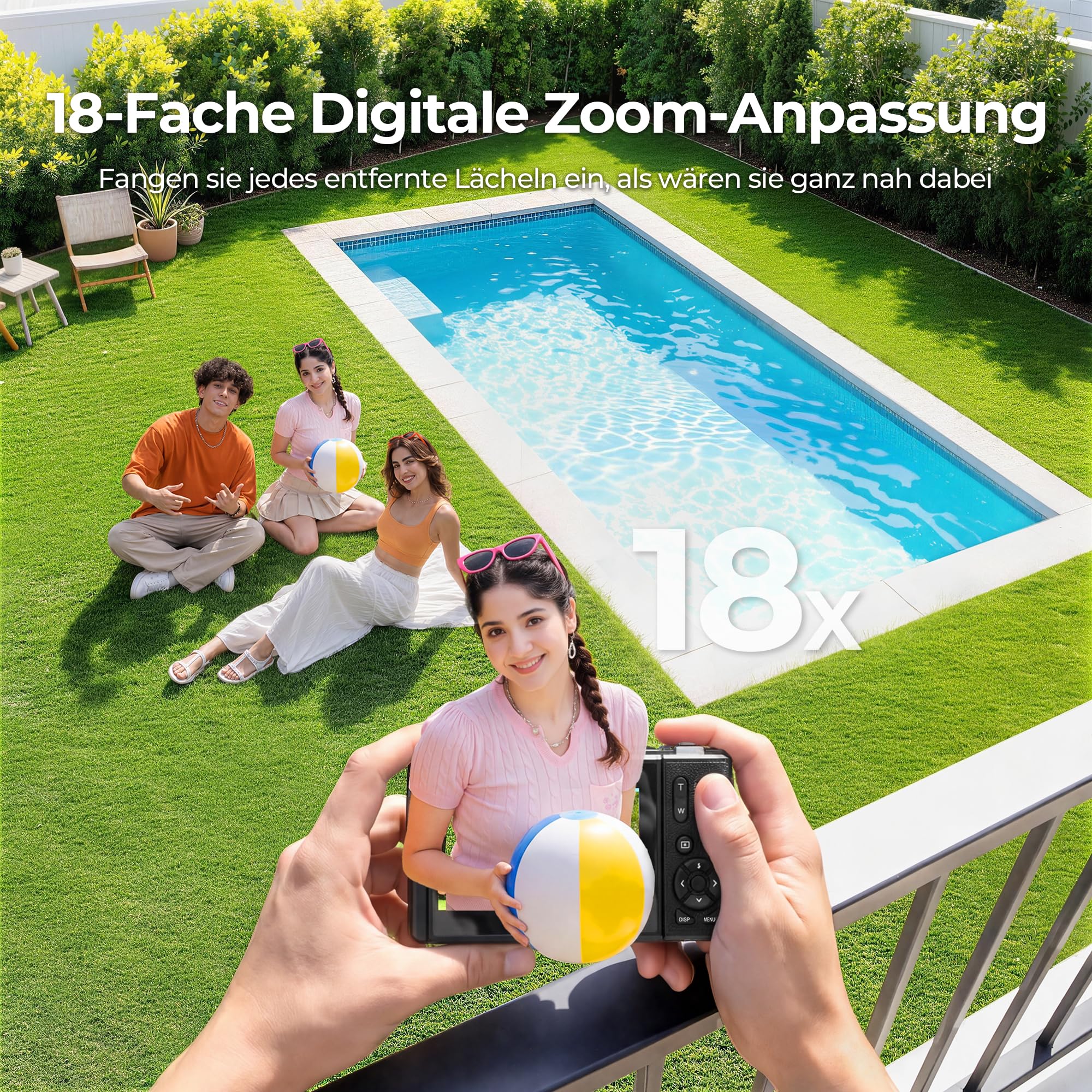 5K WiFi Digitalkamera & Fotokamera 80 MP, Vlogging Kamera für YouTube mit Autofokus, 3" 180° Klappbildschirm, 18X Digitalzoom Reisekamera für Anfänger & Jugendliche, mit 64GB SpeicherKarte & 2 Akkus