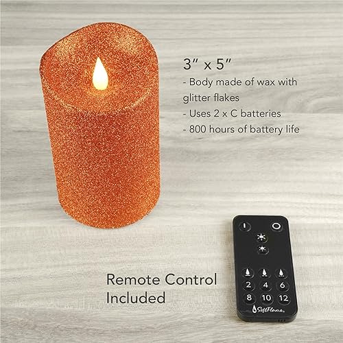 Miniatura 8 de Velas LED sin llama de cera real con control remoto, 3 x 5 pulgadas, llama móvil parpadeante 3D, velas que funcionan con pilas para uso en