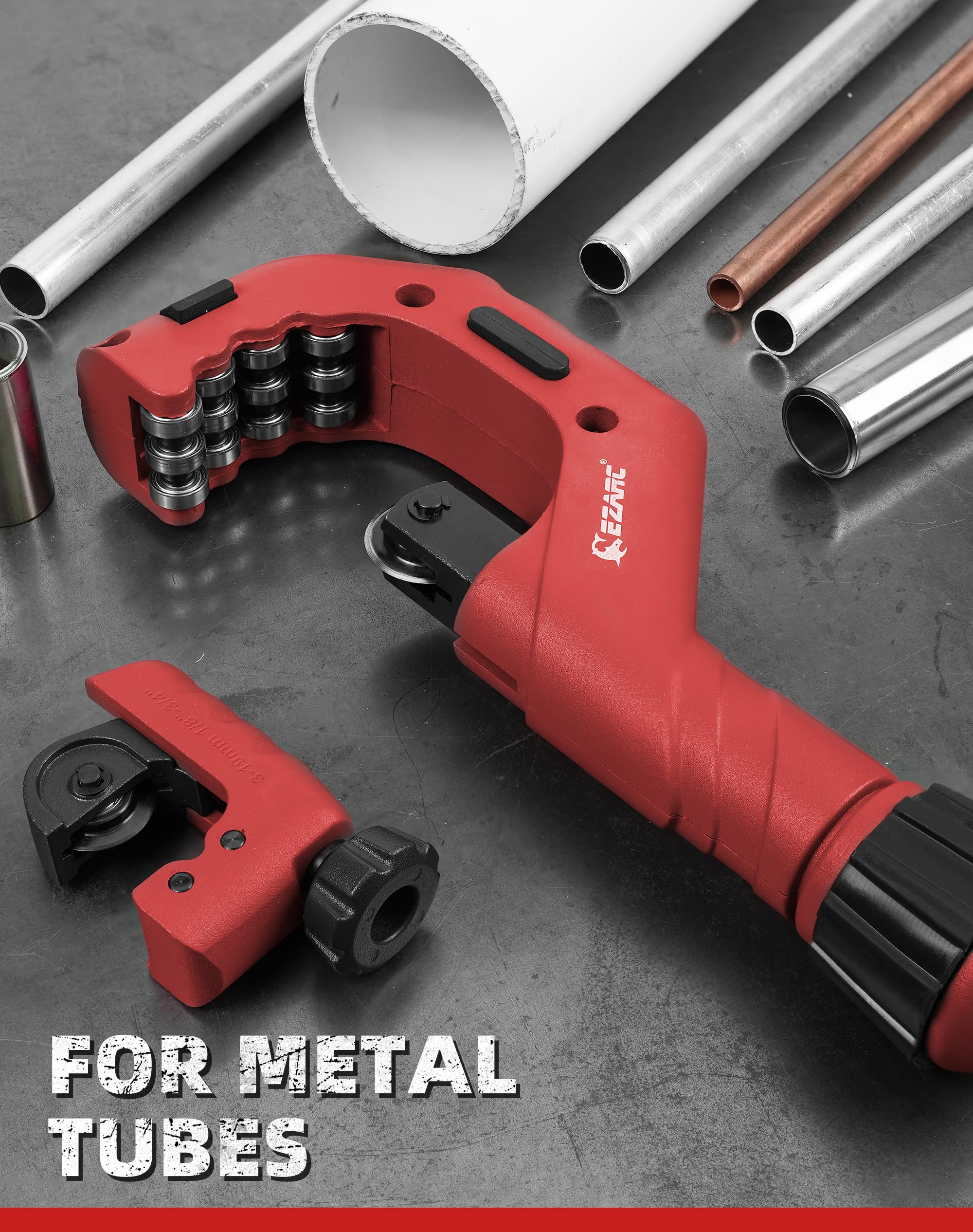 EZARC Obcinak do rur, 6-70 mm wytrzymały obcinak do rur z mini obcinaczem do miedzi do stali nierdzewnej, aluminium, rur PVC
