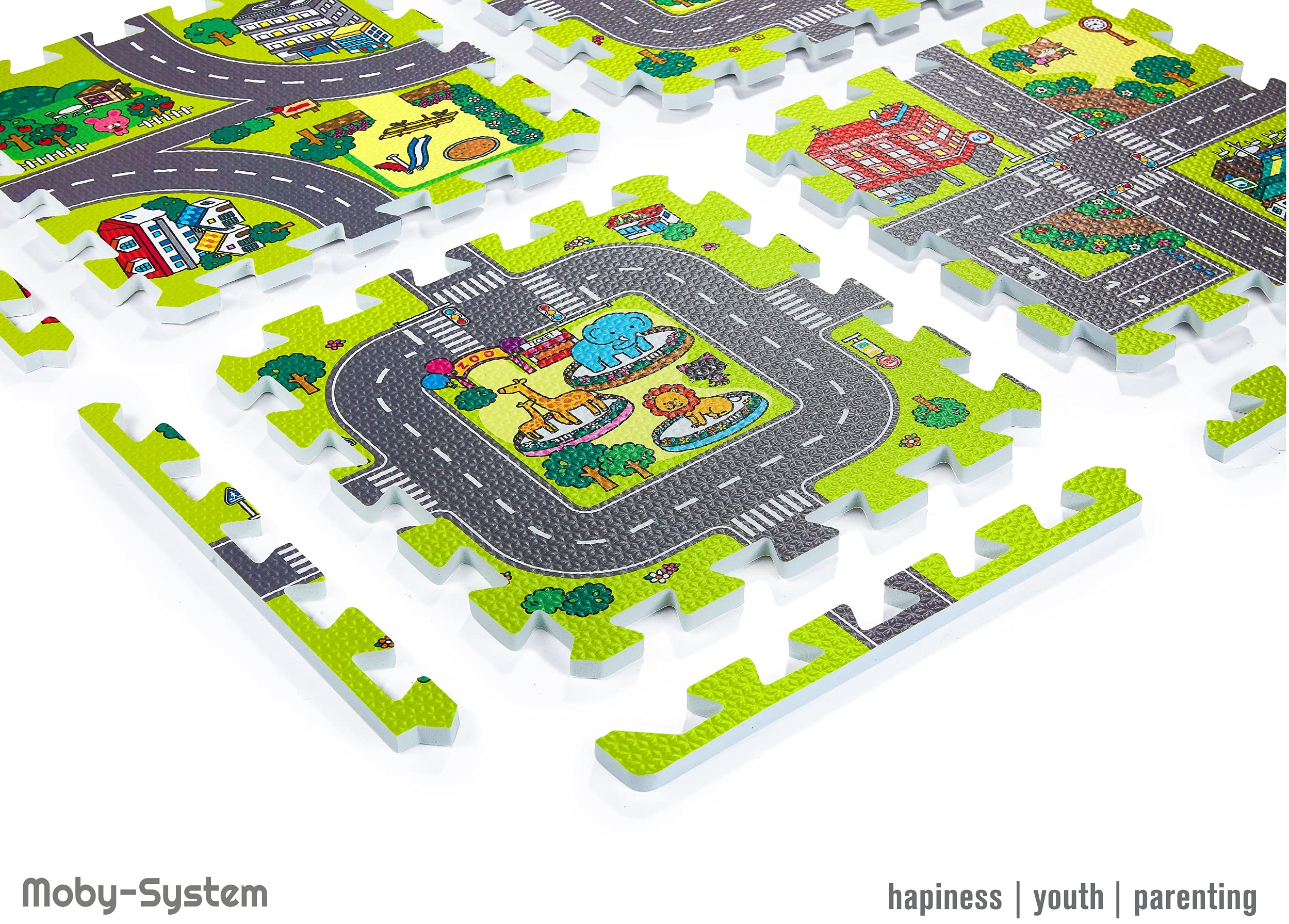 Moby-System Tappetino Puzzle per Bambini 90 x 90 x 1 cm - Inodore e Sicuro - Grande Tappetino da Gioco per Ragazzi e Ragazze - Senza Sostanze Tossiche