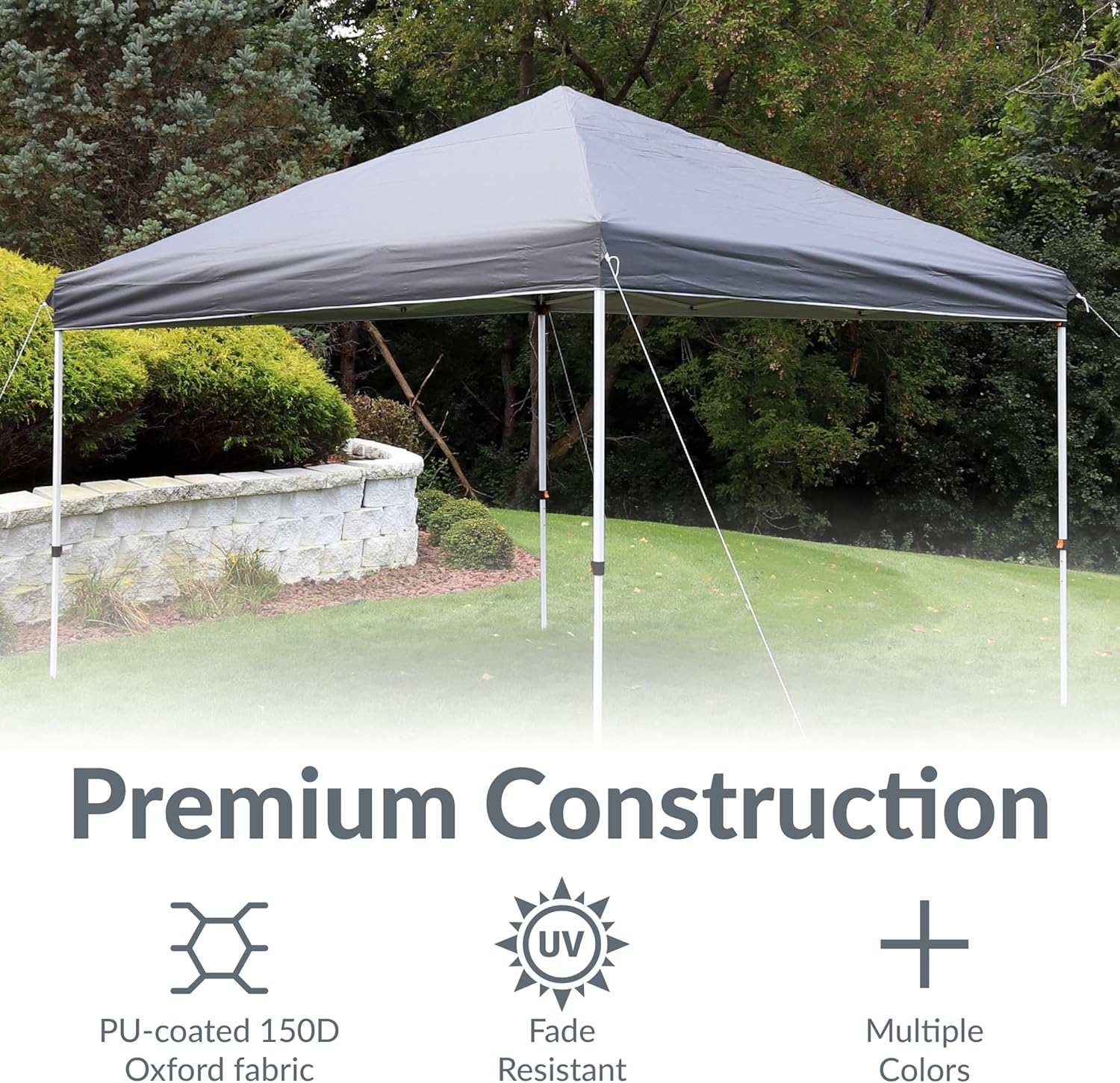 Sunnydaze 12x12 Canopy Replacement Top - Replacement Canopy Cover Only - Heavy-Duty PU-Coated 150D Oxford Fabric - Gray