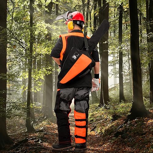 Miniatura 7 de Bolsa de motosierra, tamaño mejorado, funda de transporte portátil mejorada, bolsa de almacenamiento de motosierra protectora completa apta para