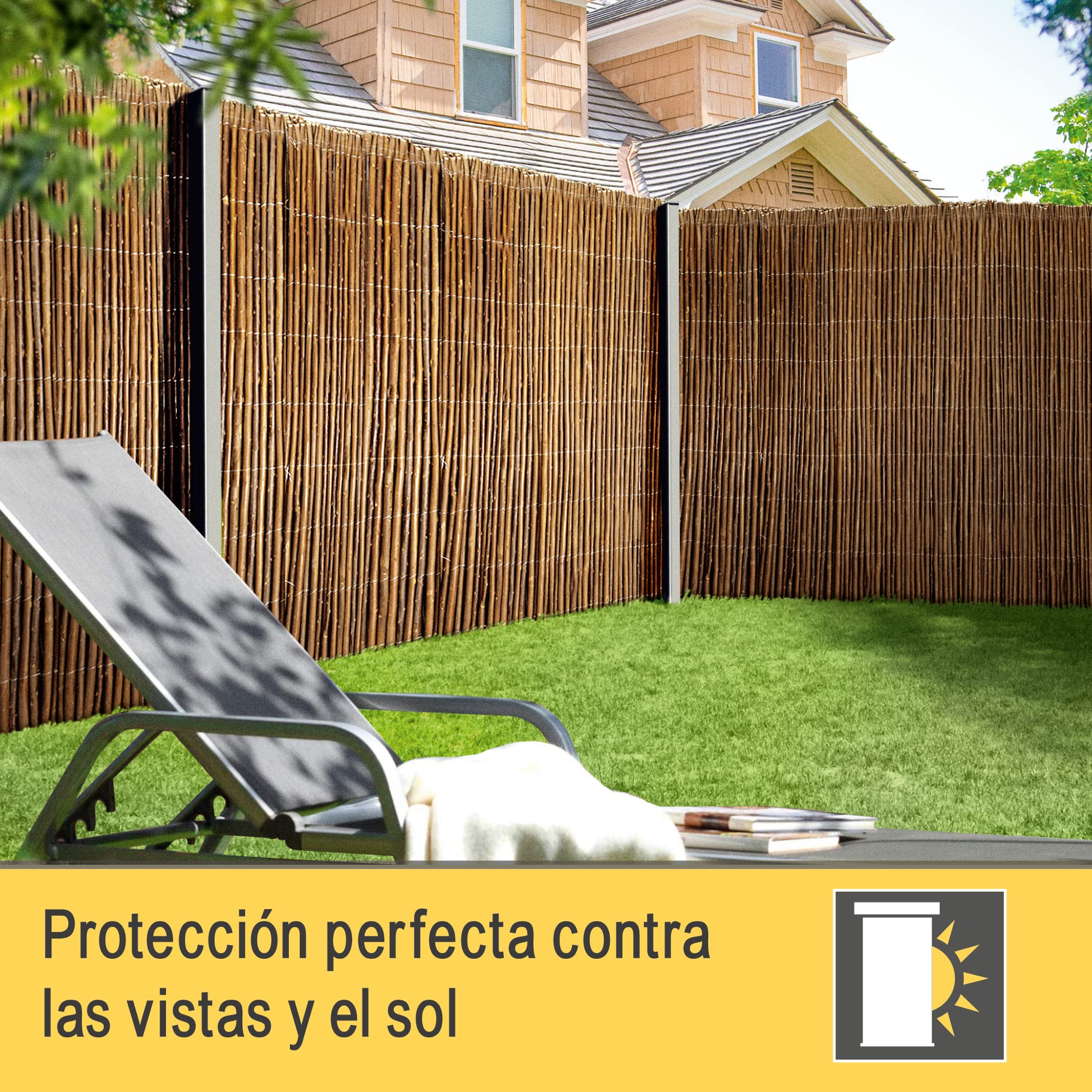 Sol Royal Protección Visual Valla de Mimbre Estera de Mimbre 180x500 cm – Fácil Instalación y Estable Pantalla de Privacidad Patio y Jardín Balcón Privacidad Natural Terraza – SolVision W79