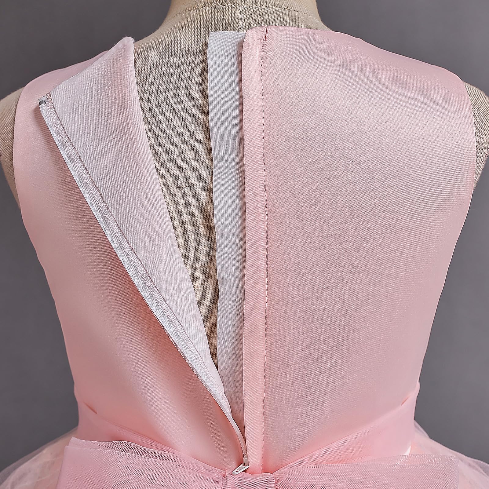 IWEMEK Kinder Mädchen Kleid Zeremonie Hochzeit Lang Karneval Tutu Ärmellos Kleid Taufe Kommunion Geburtstag Party Brautkleid
