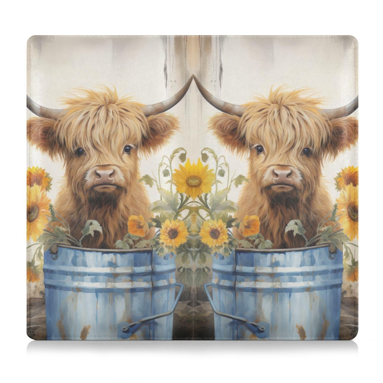 UMIRIKO Cute Baby Highland Cow Wooden Bucket Car Registration and Insurance Holder Vehicle Glove Box Organizer Car Accessories Wallet Case for Women Men 202b3502