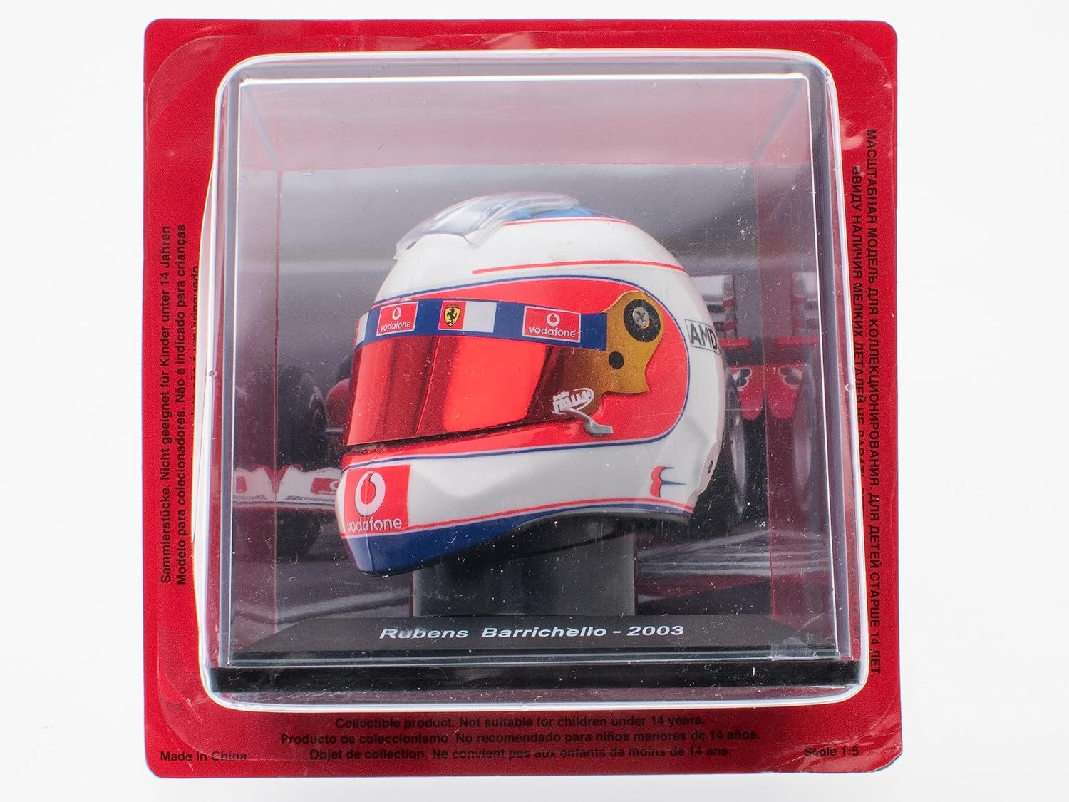 - Formula 1 Helmet Compatible with Ferrari F1: Rubens Barrichello 2003-1/5 Scale - CAS15