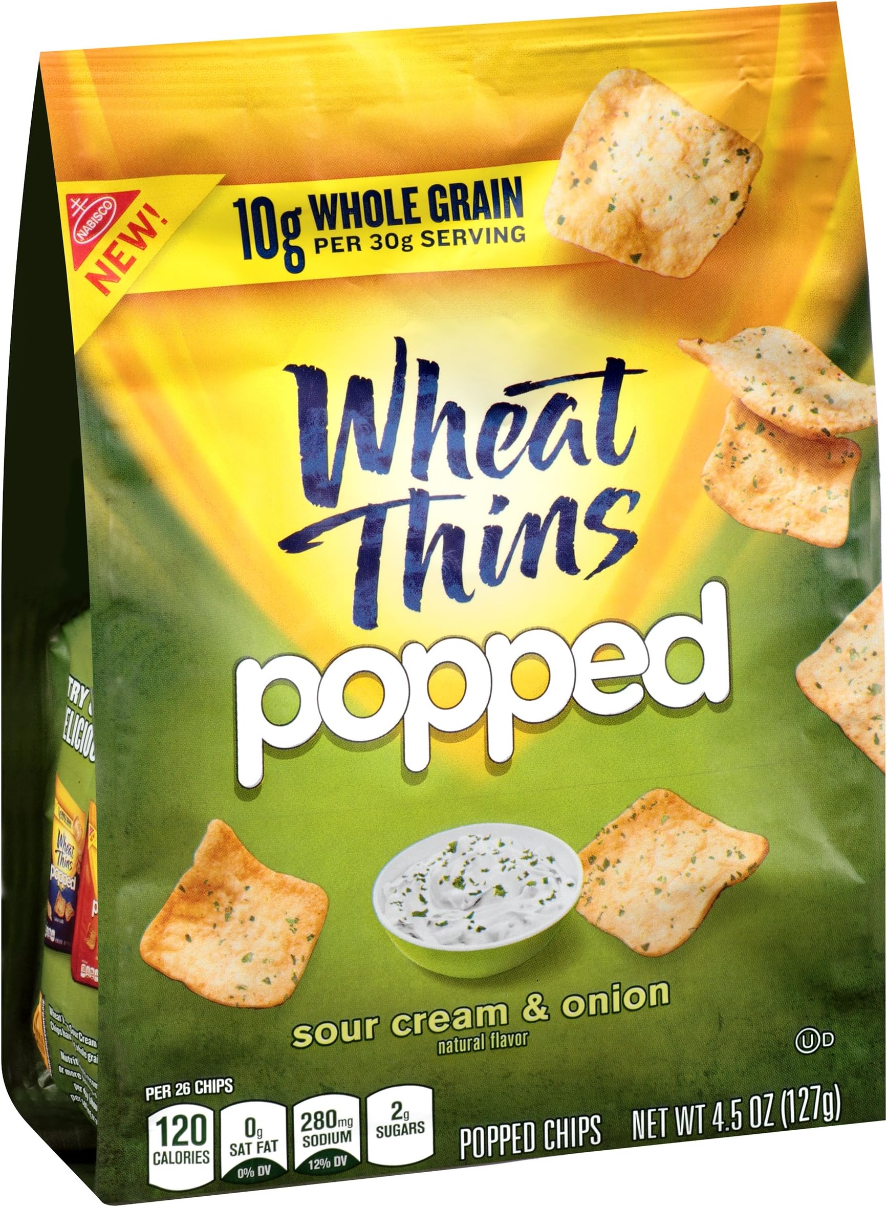 Wheat Thins Popped Chips, Sour Cream & Onion, 4.5 Ounce Bag (Pack of 9)
