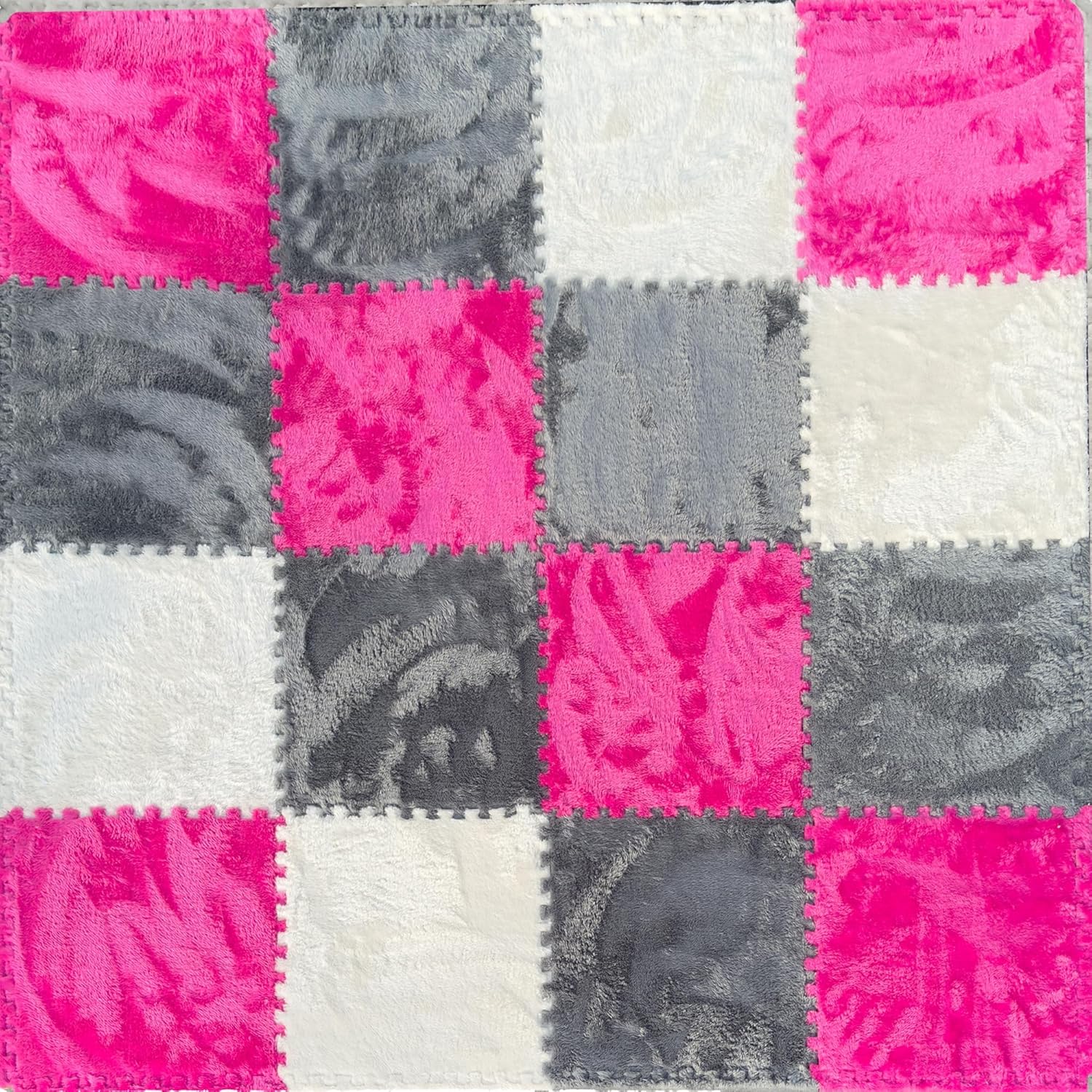 Foam Puzzle Floor Mat - Large 16 Piece Interlocking Carpet Tiles, Thick Padded Squares for Baby Play Mats & Flooring Tile with Cushions, Playroom & Classroom Rug, EVA Soft Plush Playmats