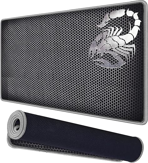 RIATECH Large Size Scorpio Print Mouse Pad Extended Gaming with Stitched Embroidery Edge Non-Slip Rubber Base Keyboard Desk Mat for Laptop/Computer…