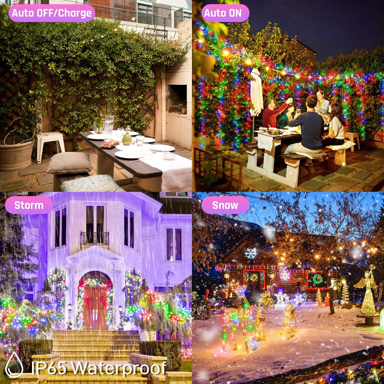 Solar Christmas String Lights Outdoor - 2 Pack Total 144ft 400 LED 8 Modes Outdoor Solar Lights, Waterproof Fairy Lights for Garden Patio Fence Holiday Party Balcony Christmas Decorations (Multicolor)