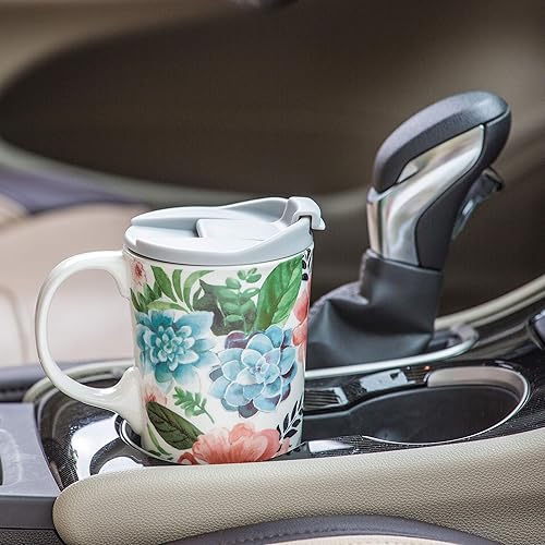 Miniatura 3 de Topadorn Taza de café de cerámica de viaje con caja de regalo y tapa, apta para microondas y lavavajillas, taza de café grande y única de 17 onzas