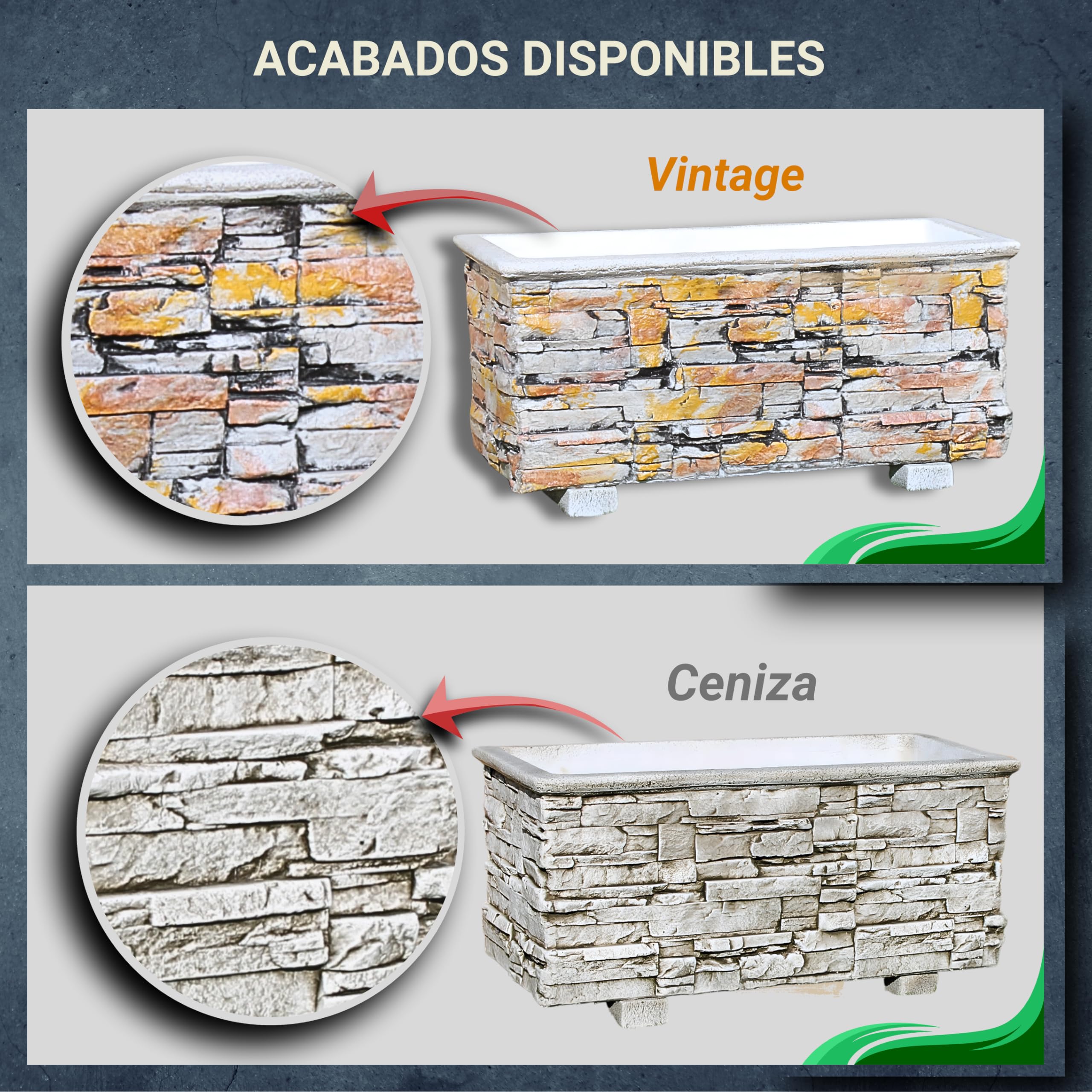 Jardinera Exterior de Lajas, Hormigón 90x42x39 cm, Ceniza | Maceteros grandes exterior y jardineras exteriores grandes; jardinera rectangular exterior de hormigón