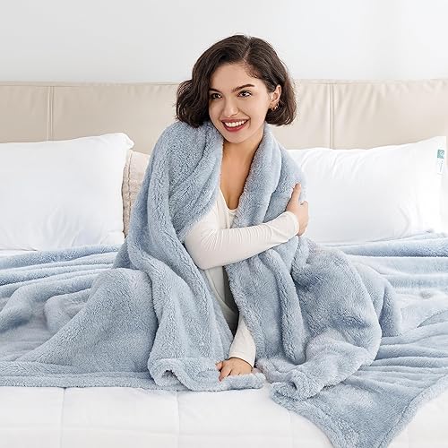 Miniatura 3 de Berkshire Blanket Manta clásica de felpa extra-Fluffy, manta de cama tamaño individual, suave y mullida manta de pelo largo para sofá, cama, niebla