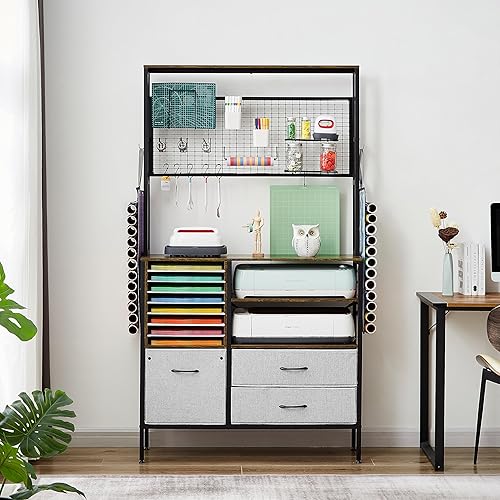 Miniatura 2 de LOPASA Armario de organización y almacenamiento compatible con máquinas Cricut, muebles de sala de manualidades, organizadores y escritorio de